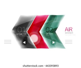 Glass arrow information web box. Vector infographic geometric abstract background