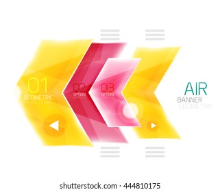 Glass arrow information web box. Vector infographic geometric abstract background