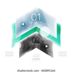 Glass arrow information web box. Vector infographic geometric abstract background