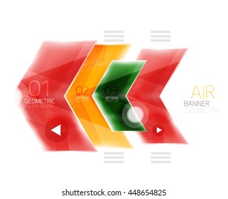 Glass arrow information web box. Vector infographic geometric abstract background