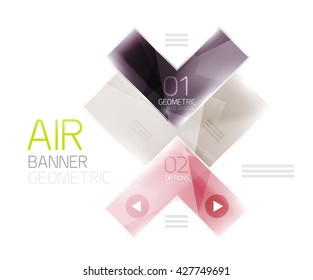 Glass arrow template. Vector abstract geometric design template Glass arrow template. Vector abstract geometric design template