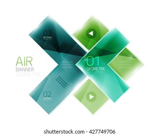 Glass arrow template. Vector abstract geometric design template