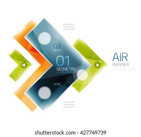 Glass arrow template. Vector abstract geometric design template