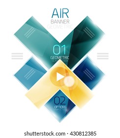Glass arrow template. Vector abstract geometric design template
