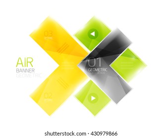 Glass arrow template. Vector abstract geometric design template