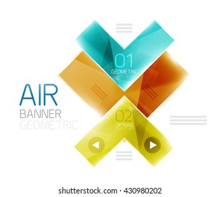 Glass arrow template. Vector abstract geometric design template