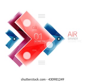 Glass arrow template. Vector abstract geometric design template