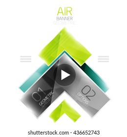 Glass arrow template. Vector abstract geometric design template