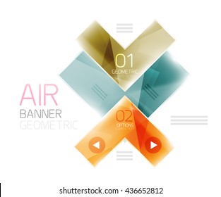 Glass arrow template. Vector abstract geometric design template