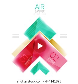 Glass arrow template. Vector abstract geometric design template