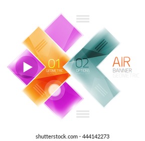Glass arrow template. Vector abstract geometric design template