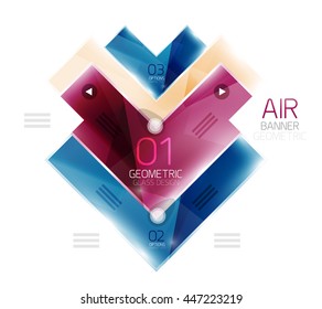 Glass arrow template. Vector abstract geometric design template