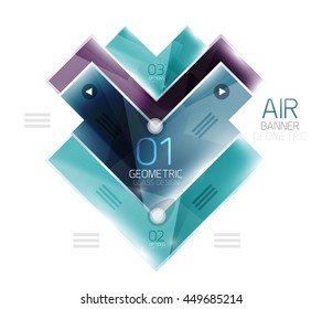 Glass arrow template. Vector abstract geometric design template