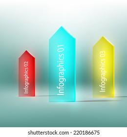 glass arrow with text