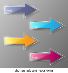 Glass arrows set. Vector illustration.