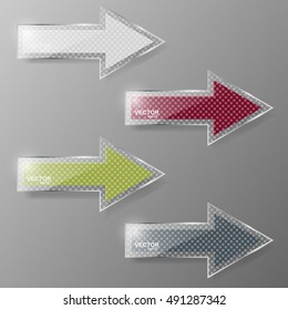 Glass arrows set. Vector illustration.