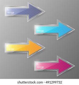 Glass arrows set. Vector illustration.
