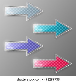 Glass arrows set. Vector illustration.
