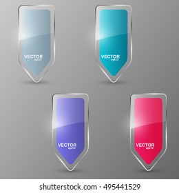 Glass arrows set. Vector illustration.