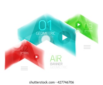 Flechas de vidrio. Diseño de banners de información del vector