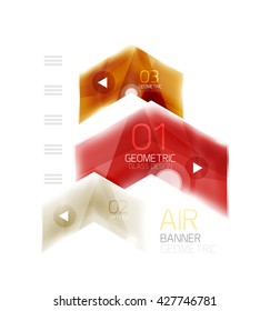 Flechas de vidrio. Diseño de banners de información del vector