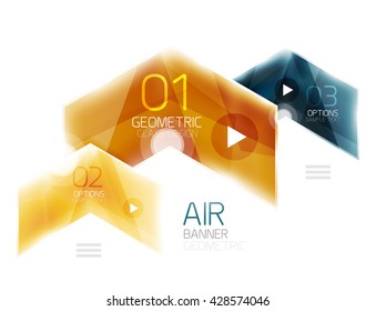 Flechas de vidrio. Diseño de banners de información del vector