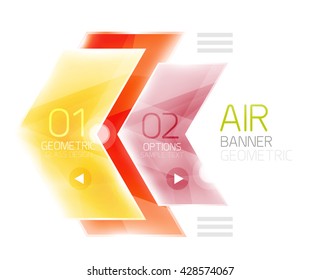 Flechas de vidrio. Diseño de banners de información del vector