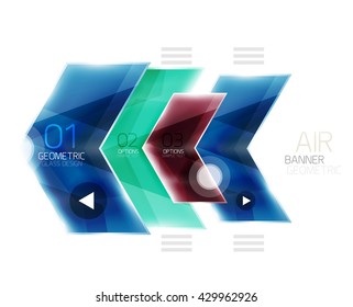 Flechas de vidrio. Diseño de banners de información del vector