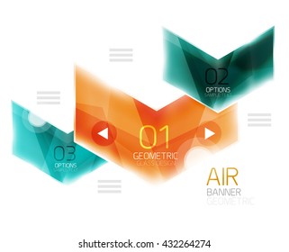 Flechas de vidrio. Diseño de banners de información del vector