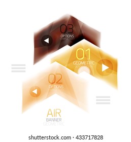 Glass arrows. Vector info banner design