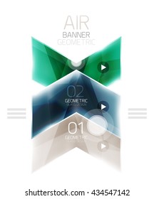 Flechas de vidrio. Diseño de banners de información del vector