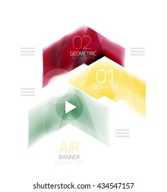 Flechas de vidrio. Diseño de banners de información del vector
