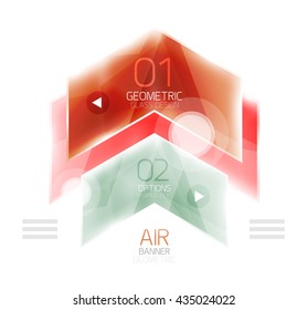 Flechas de vidrio. Diseño de banners de información del vector