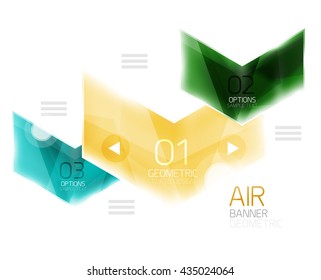 Flechas de vidrio. Diseño de banners de información del vector