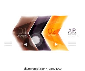 Flechas de vidrio. Diseño de banners de información del vector
