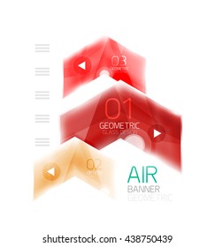 Flechas de vidrio. Diseño de banners de información del vector