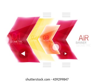 Flechas de vidrio. Diseño de banners de información del vector