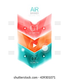 Flechas de vidrio. Diseño de banners de información del vector