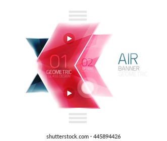 Setas de vidro. Design de banner de informações sobre vetor