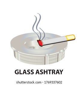 glass ashtray with isolated white back ground 3D vintage vactor clip art is the graphic arts,refers to pre-made images used to illustrate any medium. 