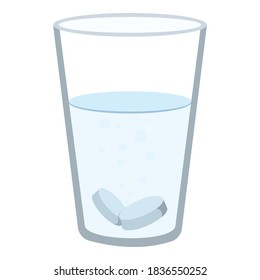 Glass with aspirin icon. Cartoon of glass with aspirin vector icon for web design isolated on white background