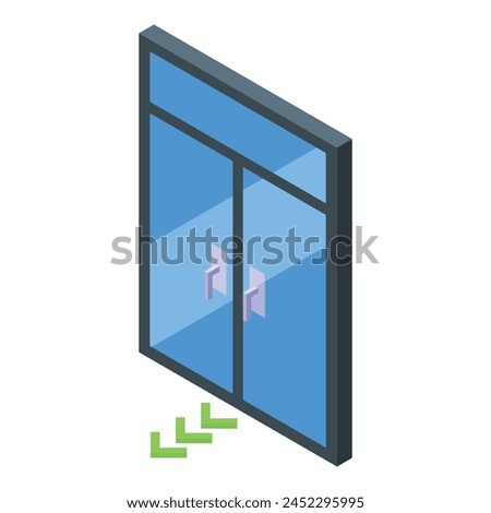 Glass automatic doors icon isometric vector. Enter location. New design