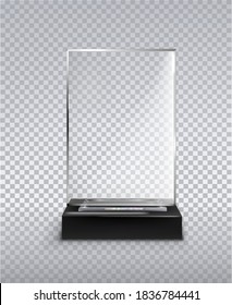 Glass Award In The Form Of A Rectangle On A Transparent Background Vector Illustration