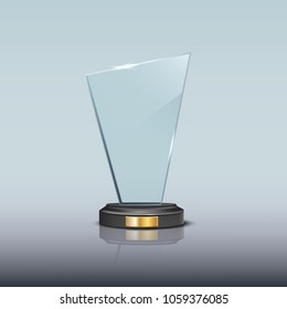 Glass Award Template. Vector Blank Glass Trophy Award.