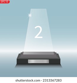 Glass award trophy set. Transparent prize template. Winner first place concept. Vector illustration EPS10