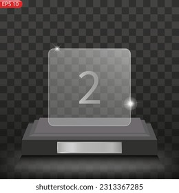 Glass award trophy set. Transparent prize template. Winner first place concept. Vector illustration EPS10