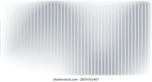 Glass background with silver ribbed effect and abstract 3D line pattern. Modern gray panel design for wall or window, adding light reflection and stylish texture to architecture.
