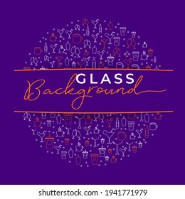 Glass Background, Vector on Purple background with Glass icons, Vector Illustration