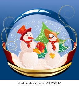 glass ball with christmas plot
