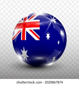 Glass Ball Flag of Australia with transparent background(PNG), Vector Illustration.